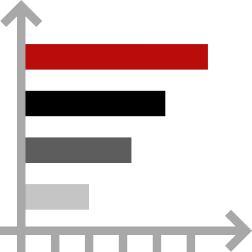 red black gray bar chart icon