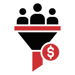 customer conversion red and black icon